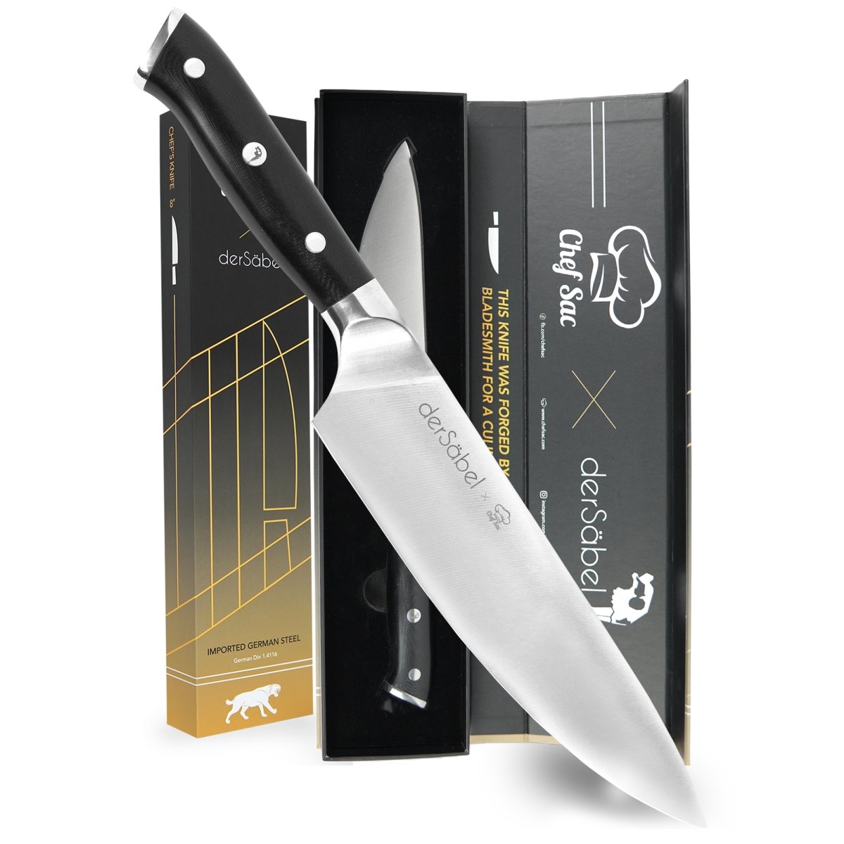 Set of 8 knives, gift bag and sharpener, Ultra sharp