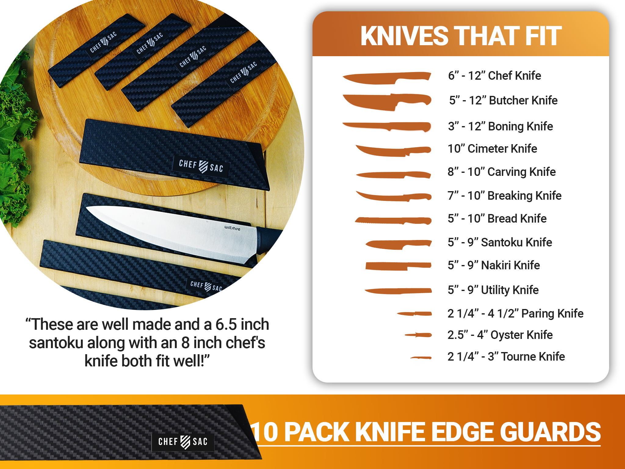 Chef Sac Knife Edge Guard 10-Piece Set