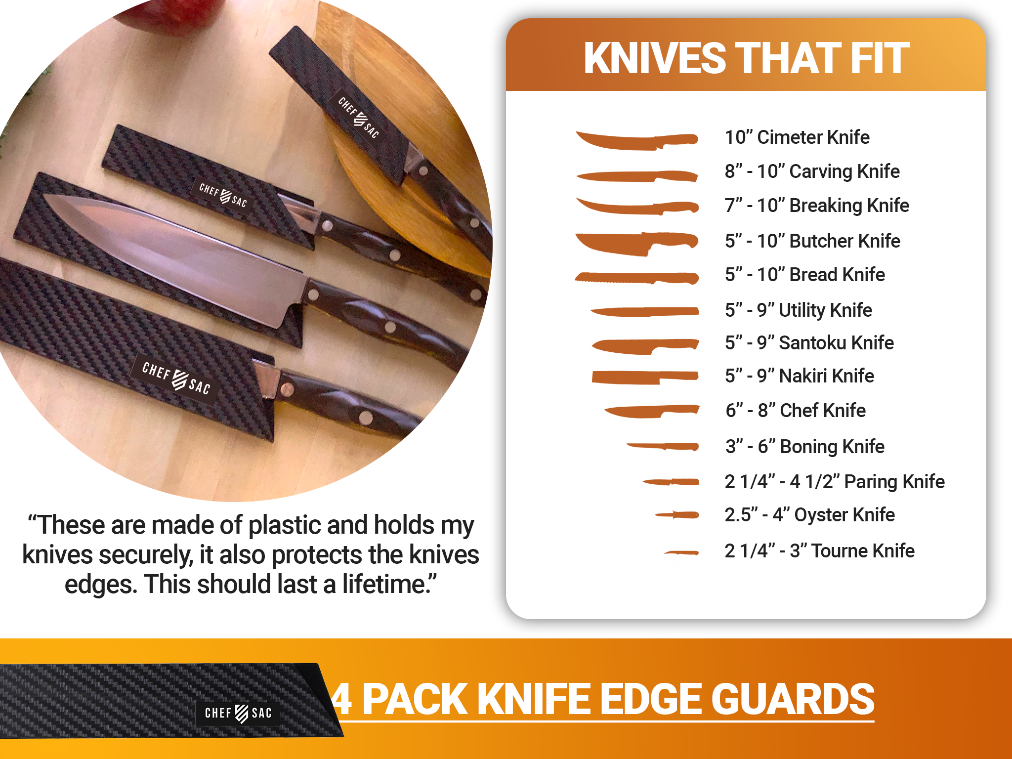 Kitchen Knife Sheath BPA-Free Black Knife Covers Sheath Edge Guards Case  Protect All Kinds Of