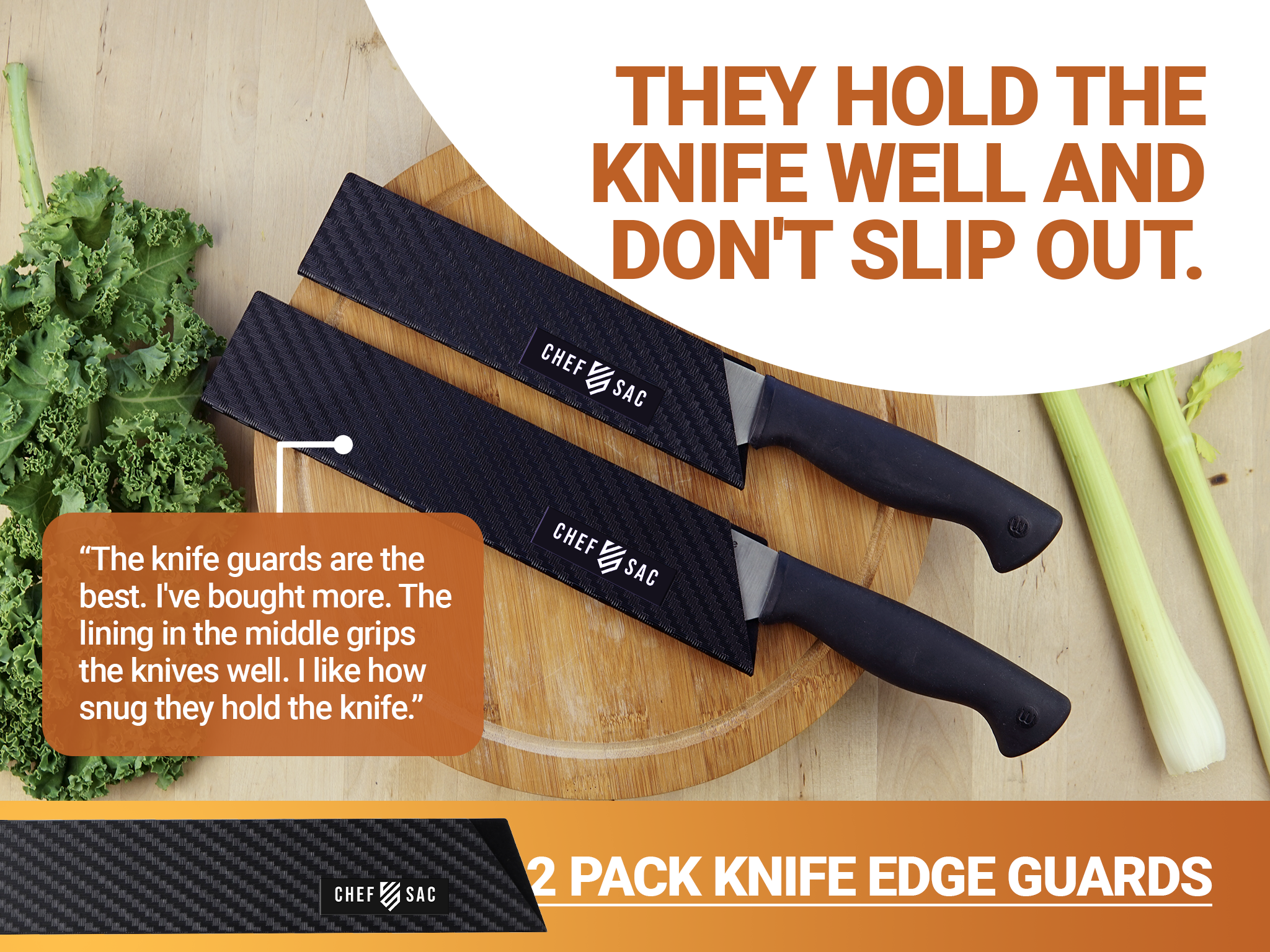 Chef Sac Knife Edge Guards | Universal Knife Cover & Professional Knife  Protector | Durable BPA-Free ABS Plastic Knife Guards | Gentle Non-Scratch