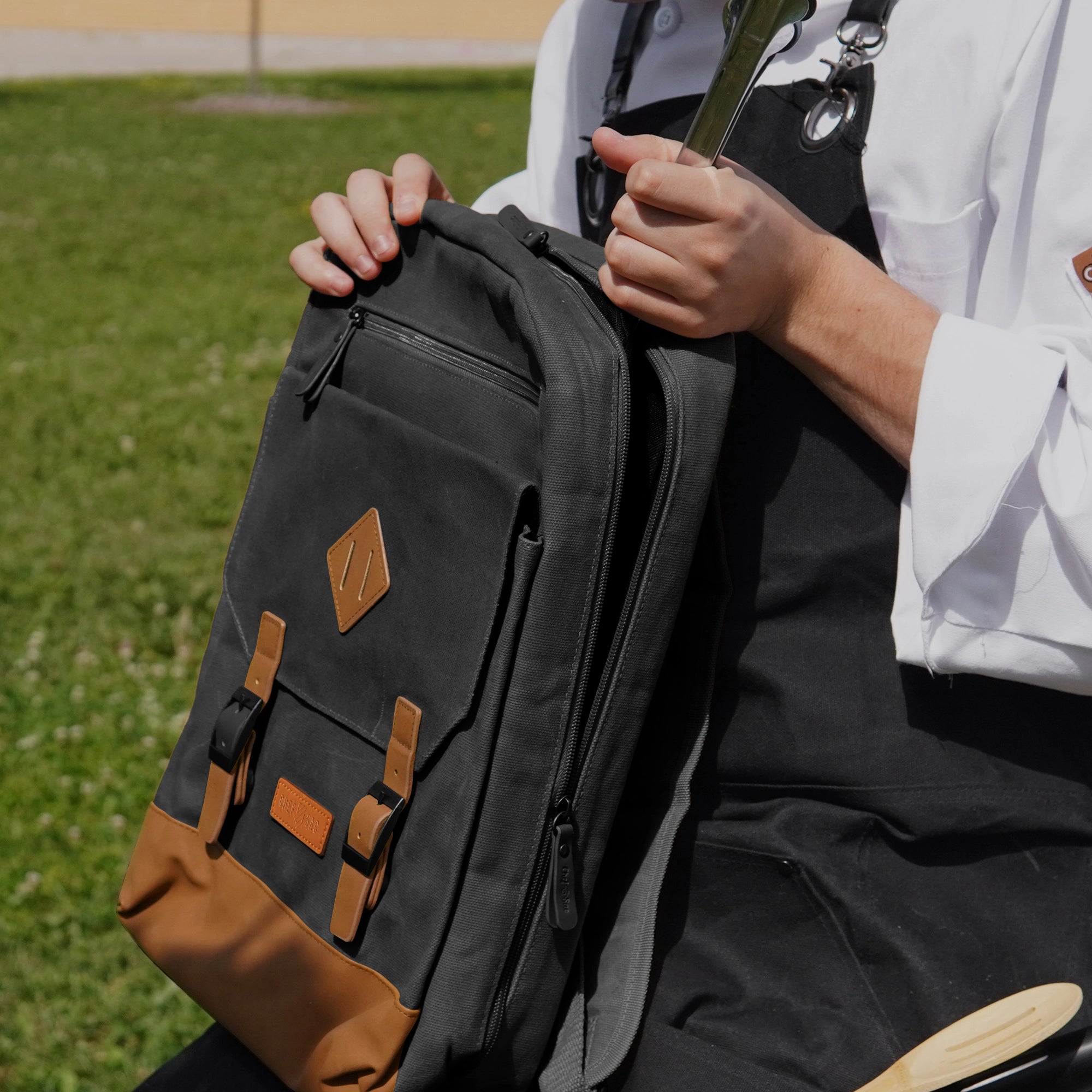 Waxed Canvas Elite Chef Knife Backpack by Chef Sac For Culinary Pros