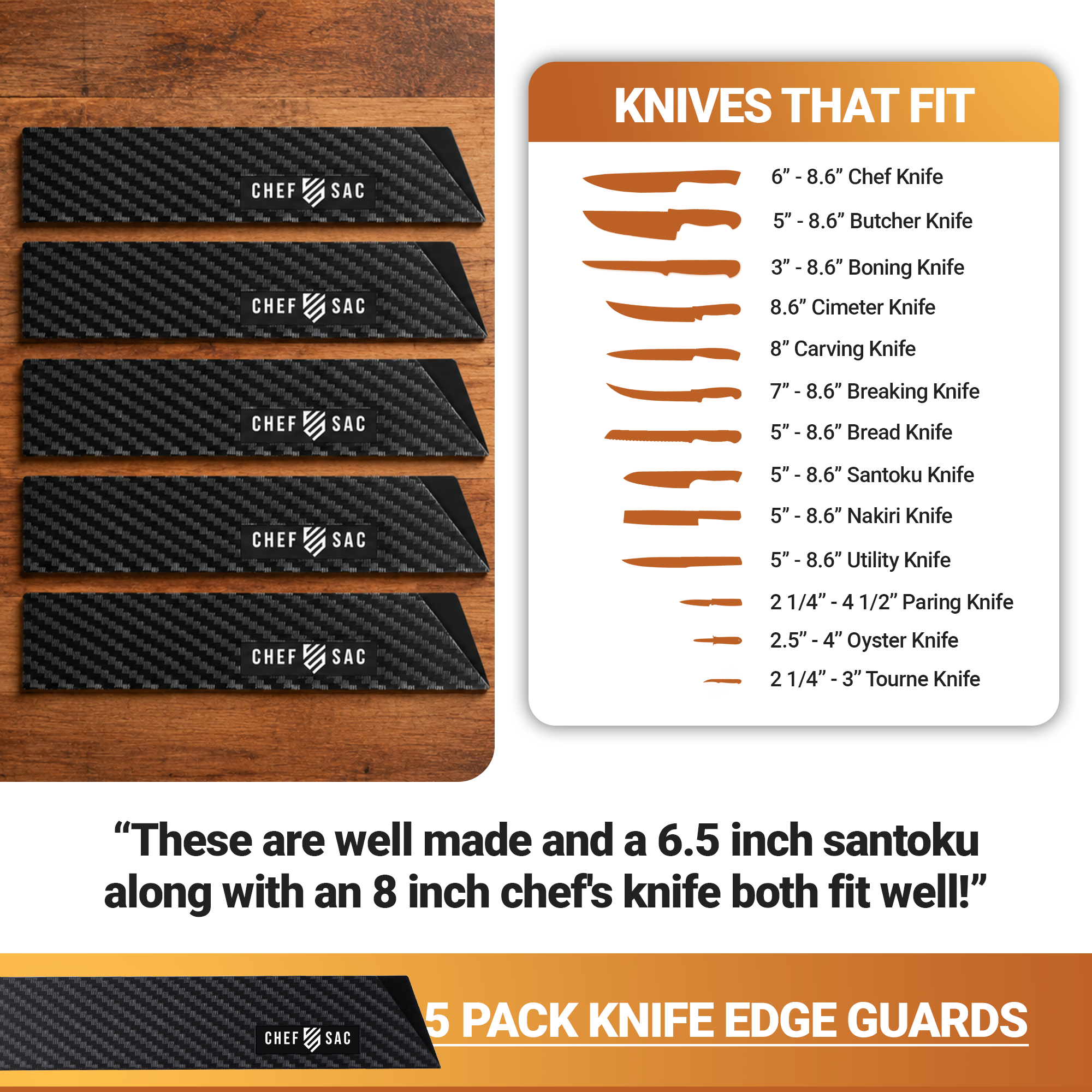 Knife Edge Guard 5-Piece Set (8.5" Blades)