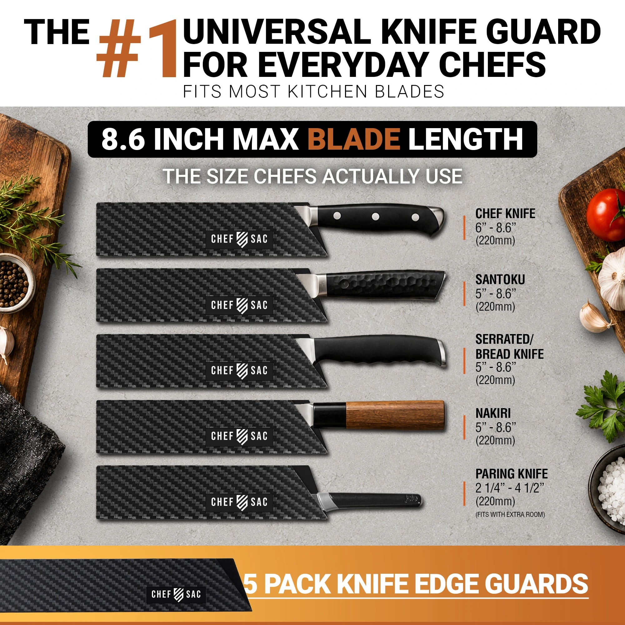 Knife Edge Guard 5-Piece Set (8.5" Blades)