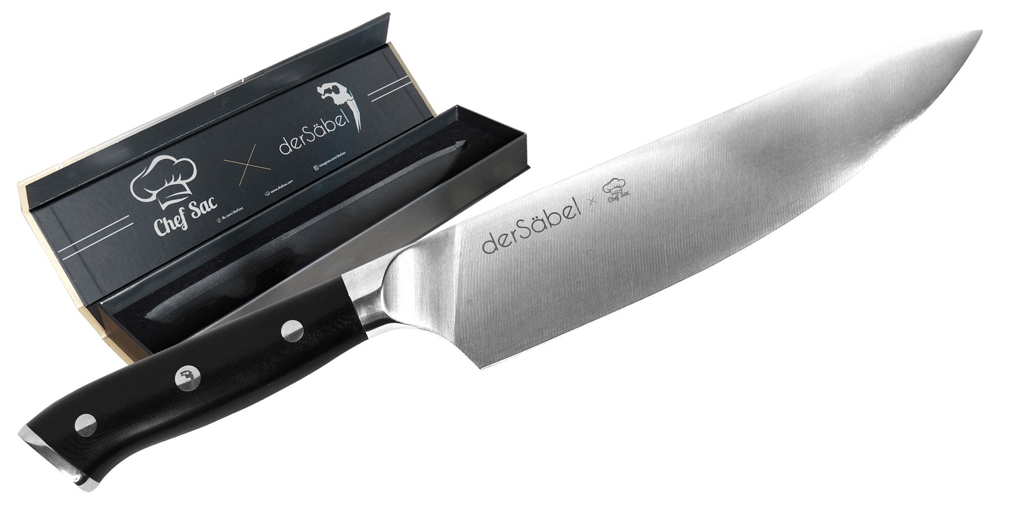 premium 8" chef knife by chef sac der sabel 
