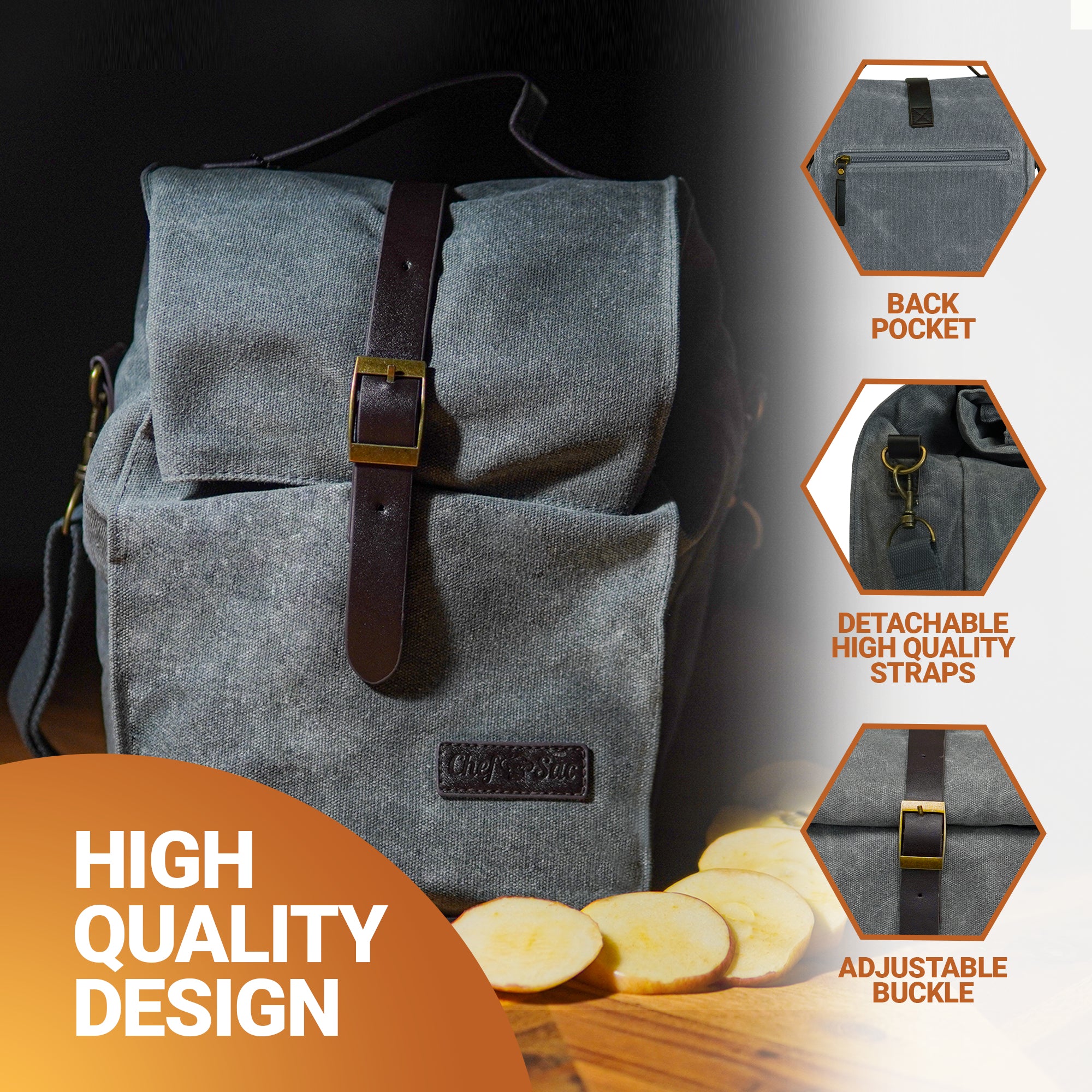 Waxed Canvas Lunch Bag with Fold Over Top, Trendy Vintage Reusable Lunch  Tote Brown Color, Inches - Baker's