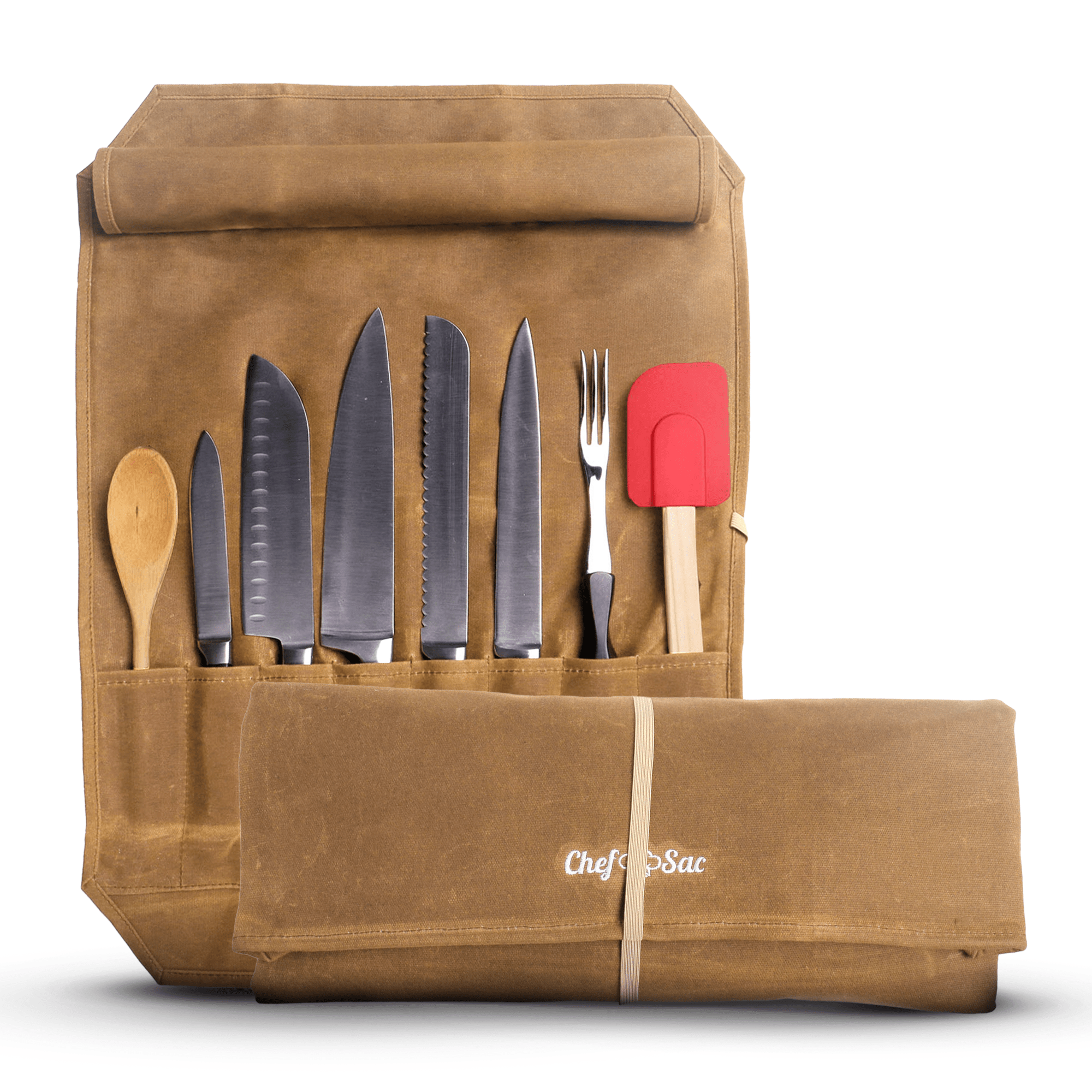 8-Slot Leather Chef Knife Carrier