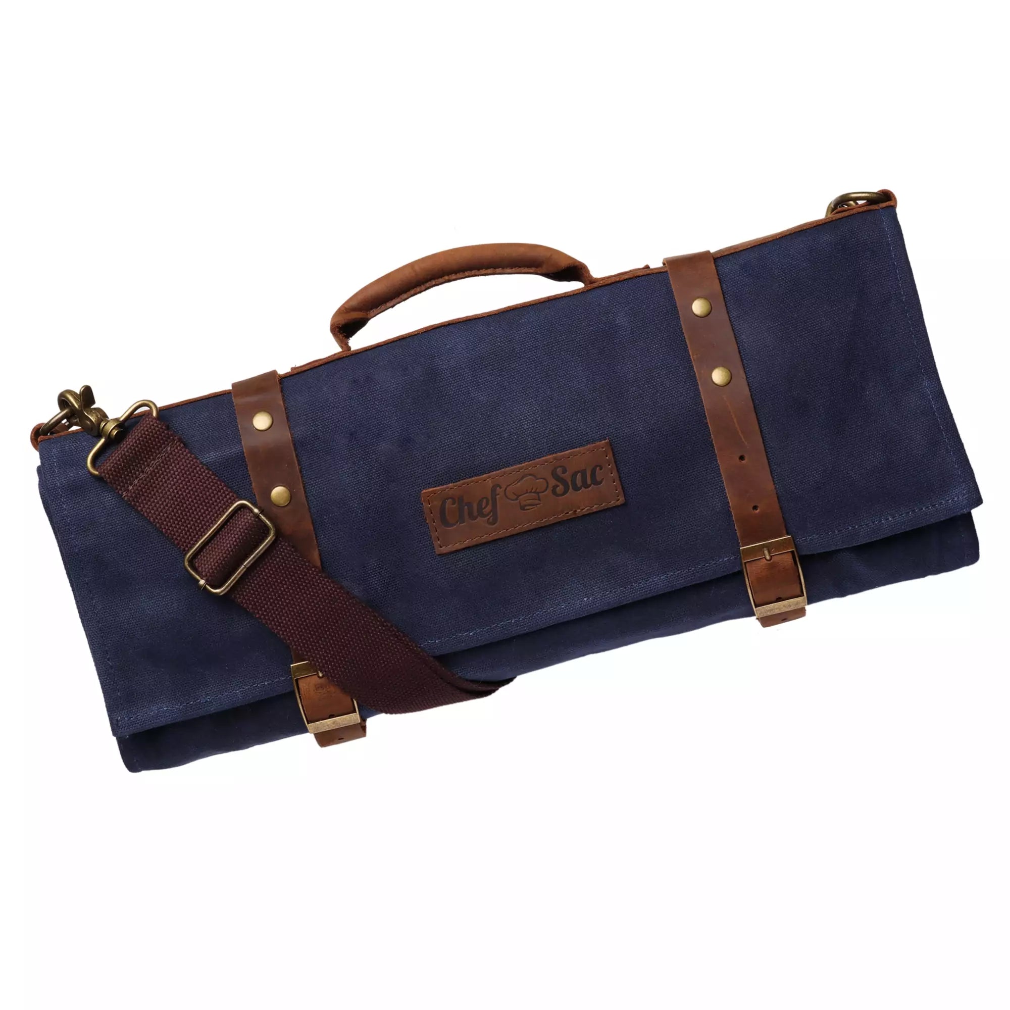 Waxed Canvas & Leather Chef Knife Roll Bag