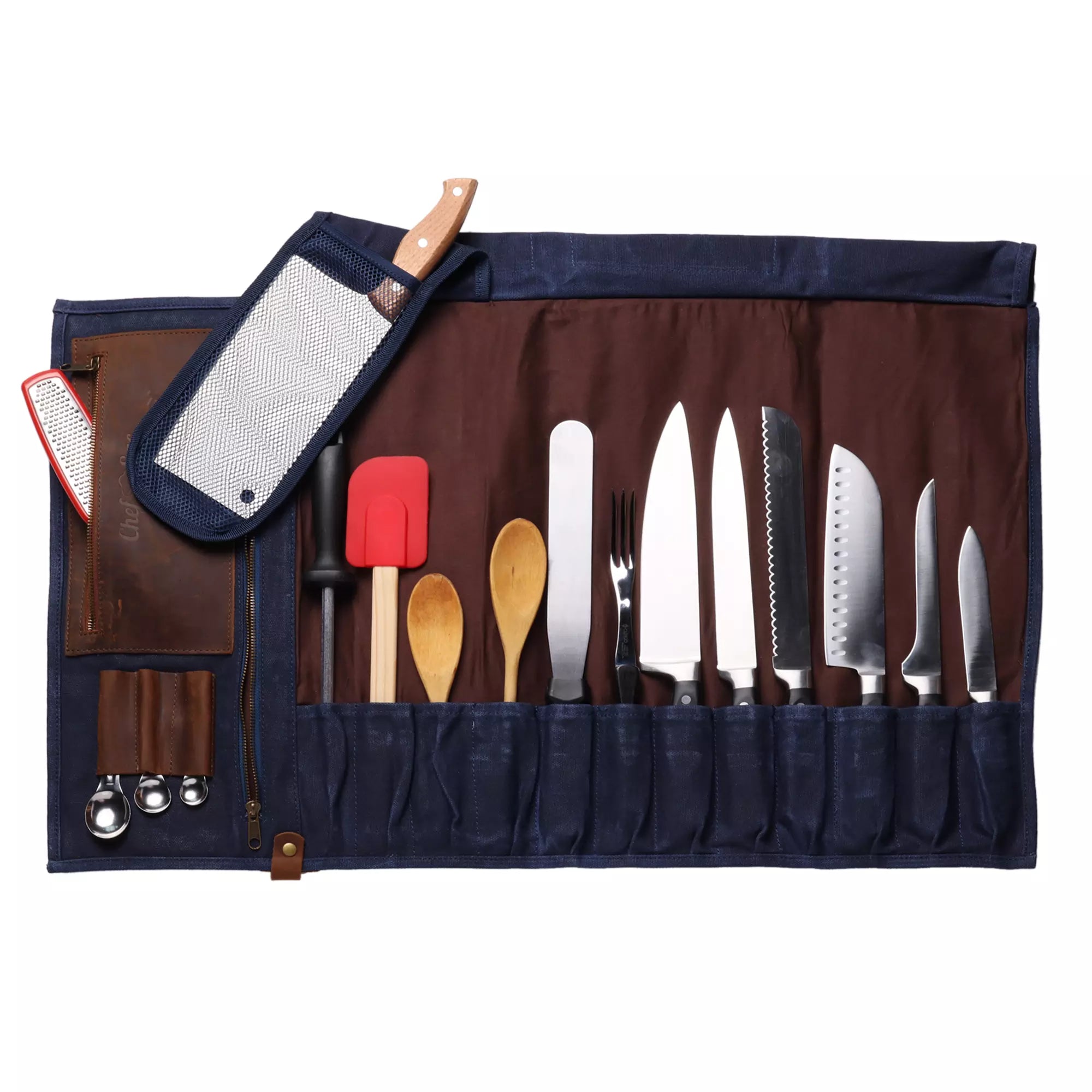 KOTAI Chef Knife Roll-up Bag - Leather & Canvas