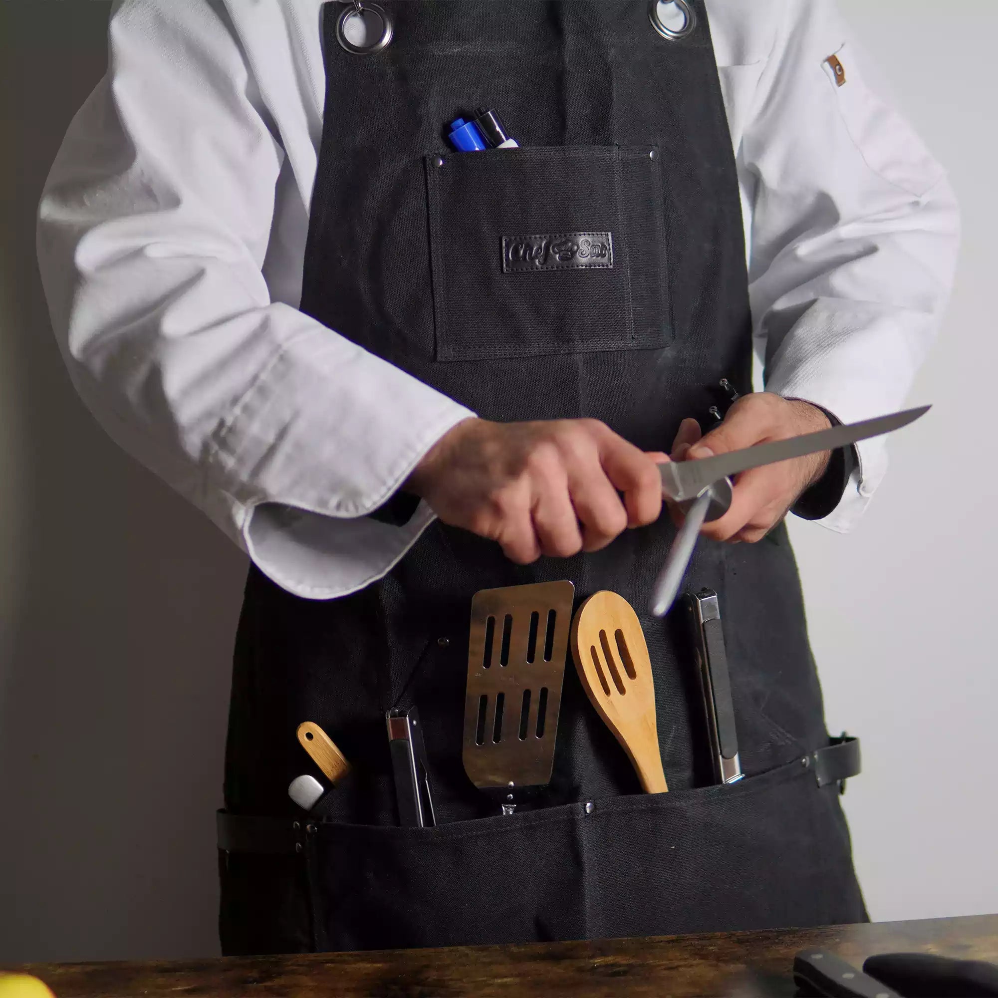 Waxed Canvas Basic Chef Knife Roll by Chef Sac